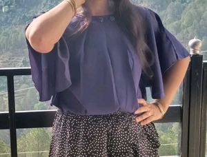 Elegant Blue Cape Top waist length