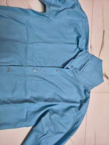 Men's Blue Cotton Blend Casual Shirt