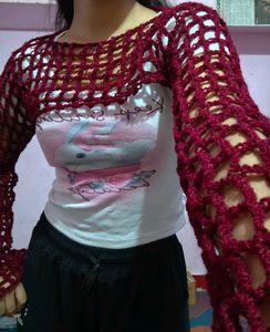 Crochet Crop Top with Long Sleeves