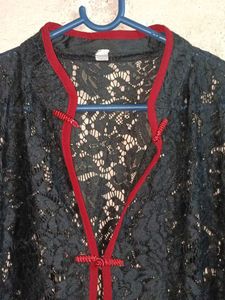 See-through Lace Shrug Top Long Black 🖤