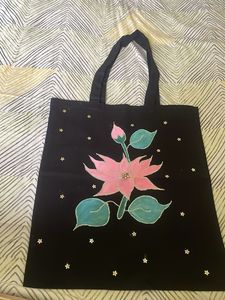 Unique Hand-Painted Black Tote B