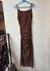 Brown Ruched Bodycon Maxi Dress 🤎