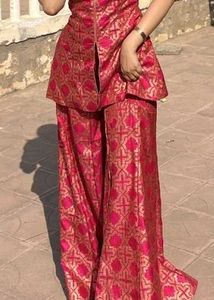 Elegant Pink Kurta Set with Palazzo