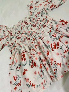 Floral Smocked Square Neck Top