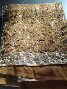 Pink &amp; Gold Embroidered Fabric