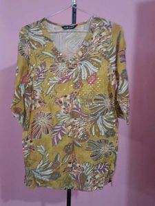 Women's Floral Print Sequined Blouse