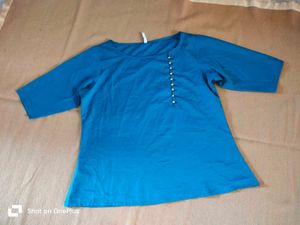 Teal Blue ( Rama )Button-Down Tunic