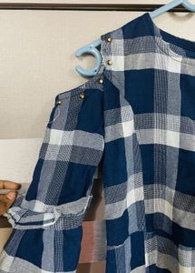 Stylish Korean Blue Cold Shoulder Dress