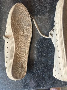 Cute Beige Bata Perforated Flats