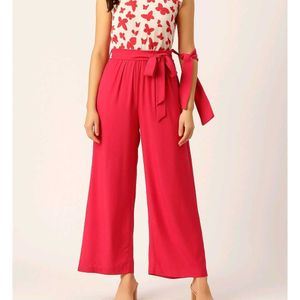 Red Butterfly Print Jump Suit