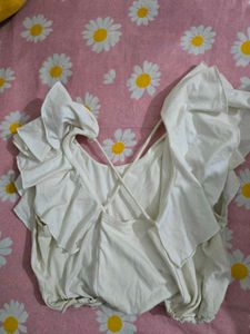 White Ruffled Crop Top