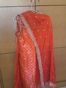 Vibrant Orange Ethnic Dress with 2 duppatas