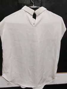 Elegant Silver Twist Neck Cap Sleeve Top