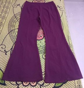 Purple Flared Pants with Slits