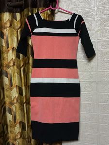 Striped Knit Midi Dress
