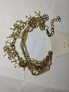 Gold Tone Charm Bracelet with Crystals