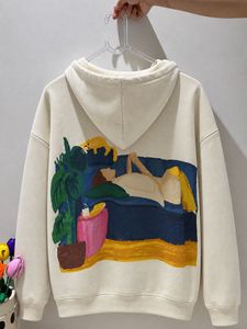 UCB Cream Cat Embroidered Hoodie,Super Soft Fleece