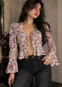 Floral Tie-Front Peplum Top