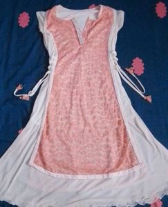 Elegant Pink &amp; White Kurti