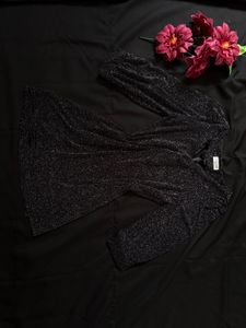 Sparkly Black V-Neck Dress