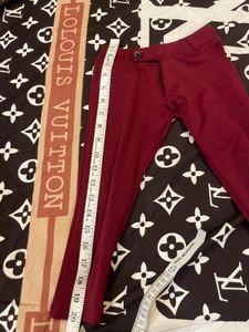 Maroon Slim Fit Casual Pants