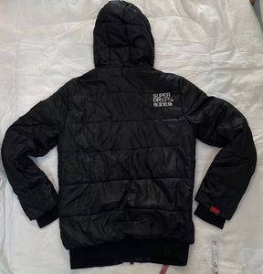 Superdry Padded Hooded Jacket - Black/Red