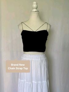Chain Strap Black Crop Top