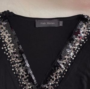 sequin party v-neck y2k black top