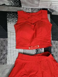 Red skirt top