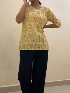 Yellow Embroidered Tunic Top