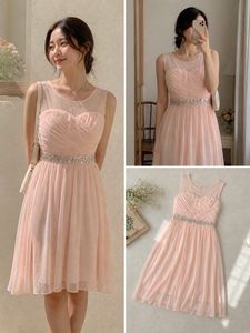 Imported Elegant Pink Sheer Neckline Dress