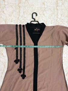 Elegant Abaya with Black Embellishments