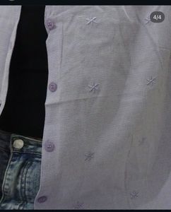 Lilac Embroidered Button-Up Shirt