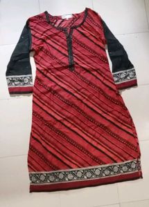 Red &amp; Black Striped Kurta