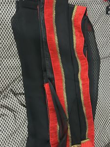 Elegant Black Saree with Red golden Border