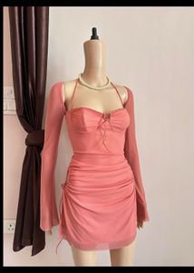 Chic Rose Mesh Bodycon Dress