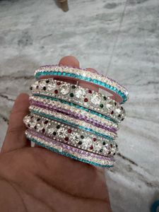 Vibrant Crystal Studded Bangles Set