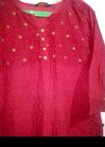 Red Embroidered Top Tunic Dress
