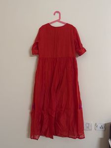 Elegant Orange Embroidered Maxi Dress