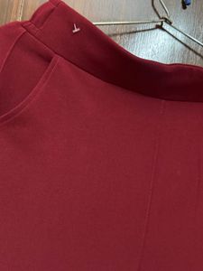 Maroon Wide-Leg Pants