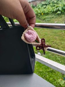 Handmade Crochet tulip Keychain