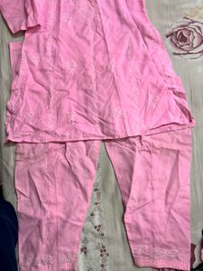 Elegant Pink Chikankari Kurta Set