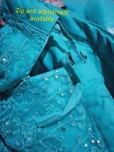 🩵 Grand Blue Netted Lehenga Choli Set