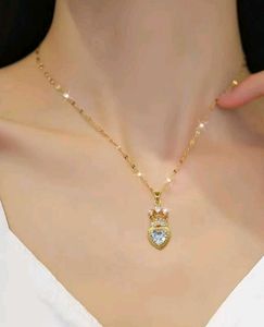 Anti Tarnish Heart Crown Necklace