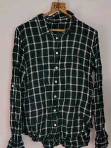 Green Plaid Button-Up Shirt