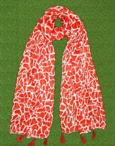 Red & White Print Scarf