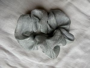 combo Sparkly Grey Scrunchie and dollar J