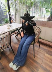 GLITCHEZ Wide Leg Blue Denim Jeans