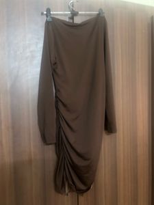 Chic Brown Ruched Cut-Out Dress