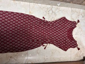 Maroon Printed Kurta with Tassels